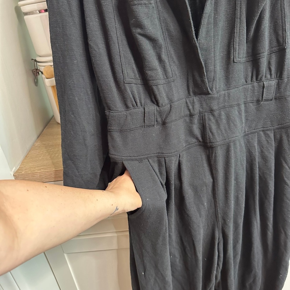 Free People Beach Faye Jumpsuit Womens L Black Long Sleeve Utility Relaxed Boho - Picture 13 of 16